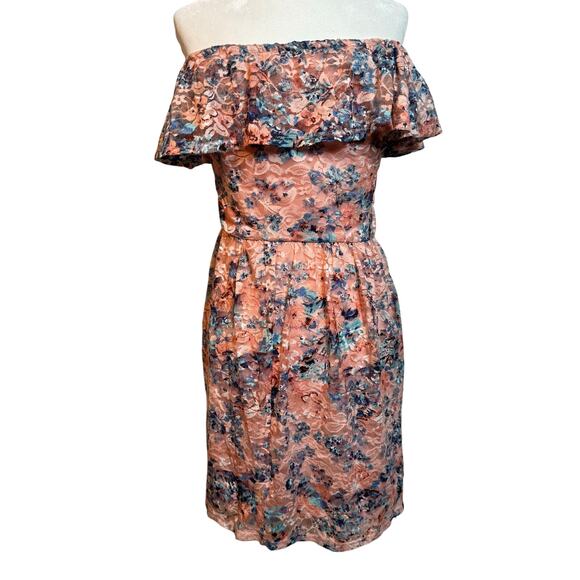 As U Wish Juniors Off Shoulder Floral Lace Dress M - Picture 2 of 8